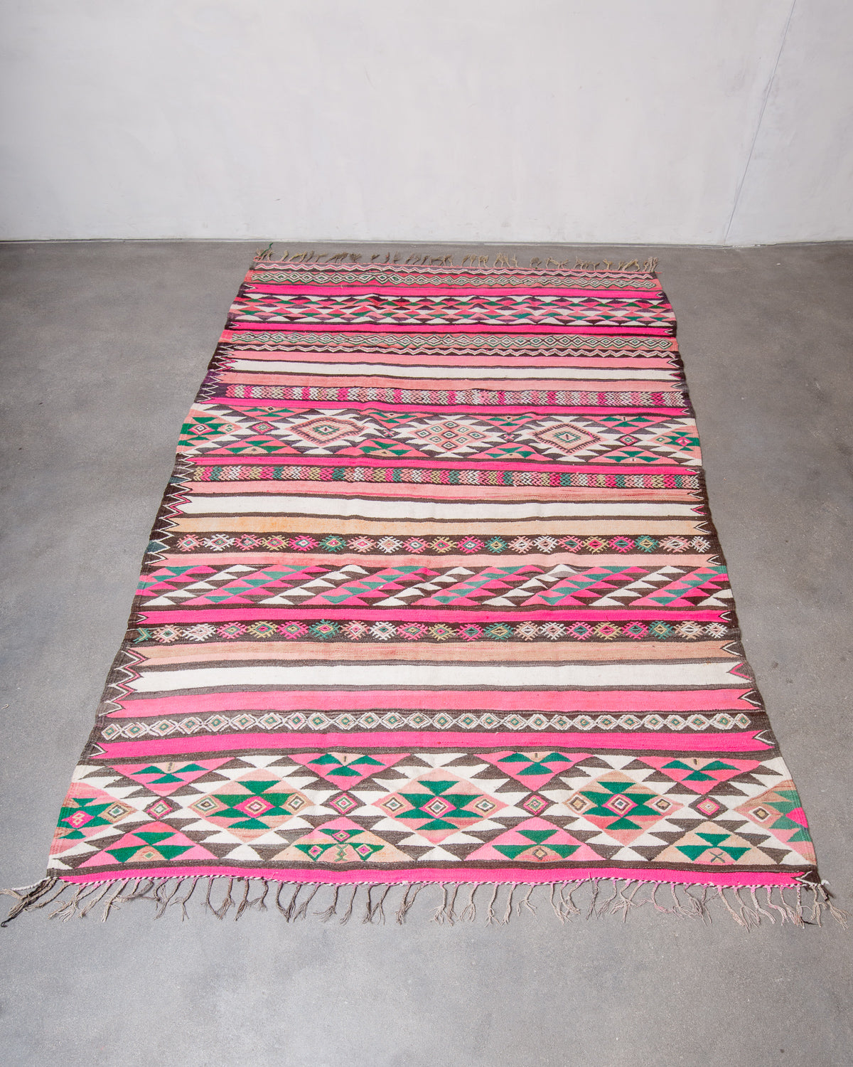 Modern, designer, handcrafted Berber rug from Morocco. Vintage Kelim carpet with beautiful designs and robust flat weave out of wool.